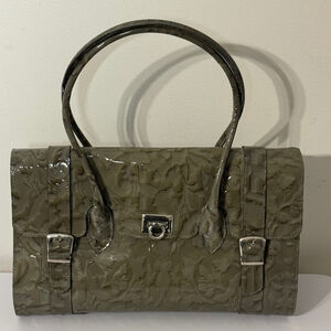 Green Patent Leather Double Handle Satchel Bag